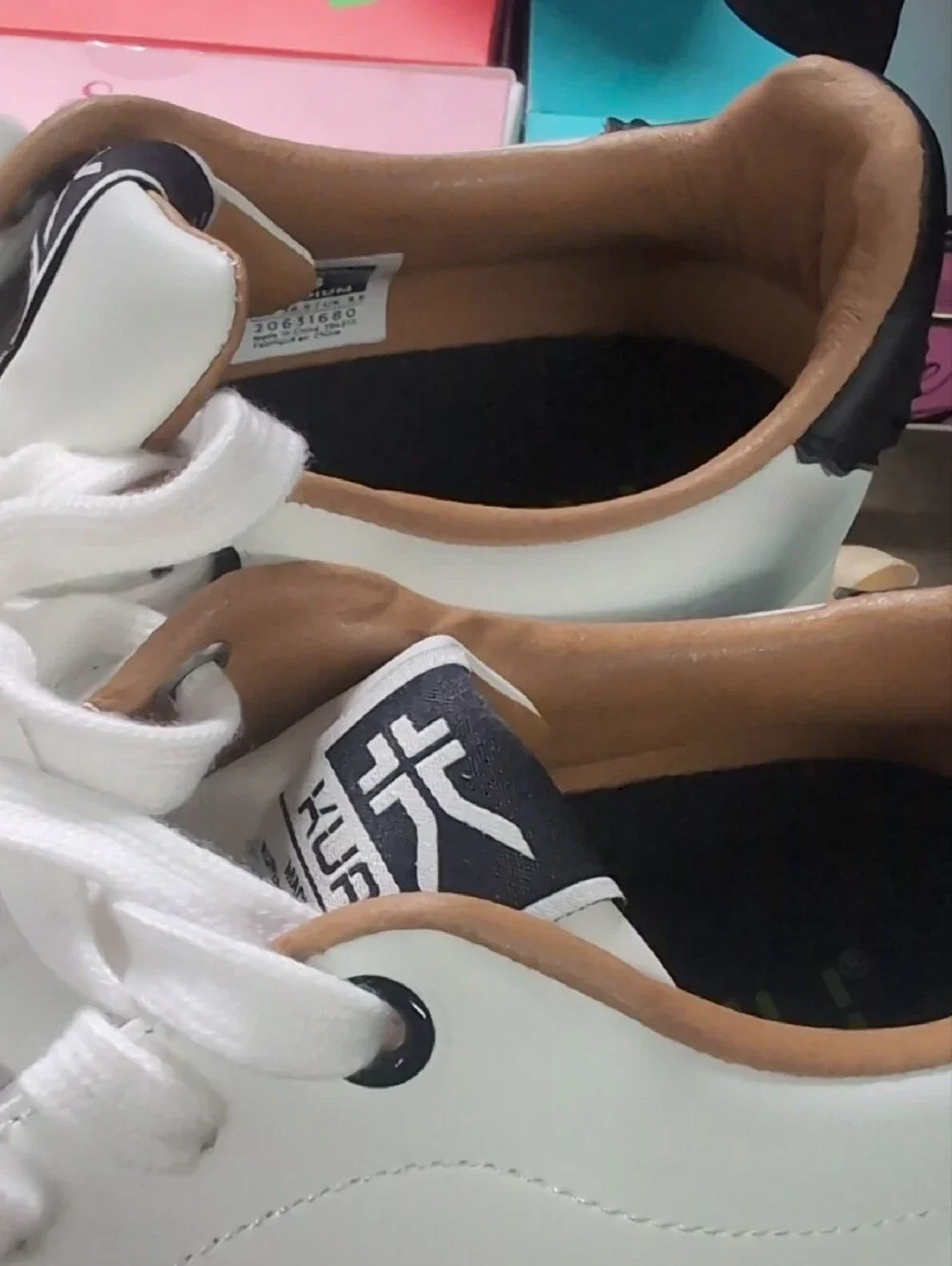KURU Kids White Low-Top Sneakers with Black Logo Tongue